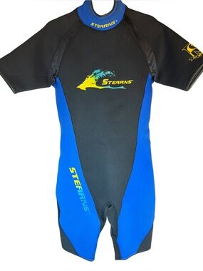 Stearns Shorty Wetsuit Men’s XL Black Blue Neoprene Back Zip Diving Surf